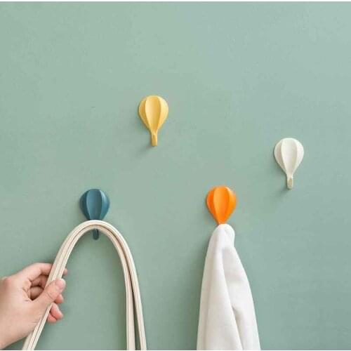 8Pcs Self Adhesive Wall Hooks Hot Air Balloon Shape Door Wall Hanger Clothes Coat Hook Decorative Key Holder Organizer Home Decr