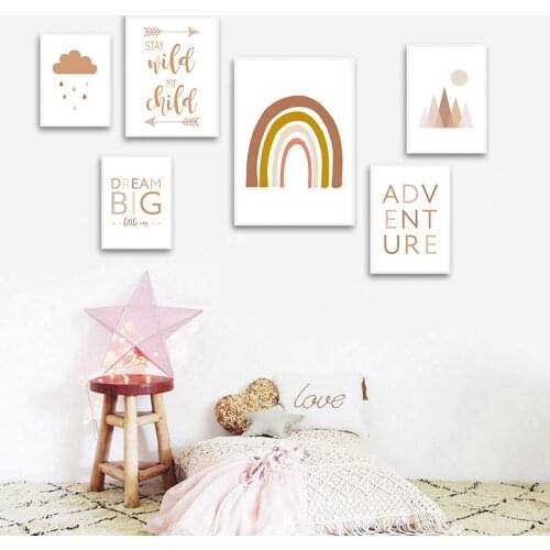 Abstract Rainbow Cloud Raindrop Decorative Canvas Painting Wall Art Posters For Children Baby Bedroom Decoration Home Decor