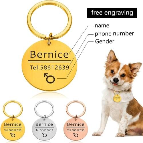 Pet Dog Cat Collar Accessories Decoration Pet ID Dog Tags Collars Stainless Steel Cat Tag Customized Tag Free Engraving