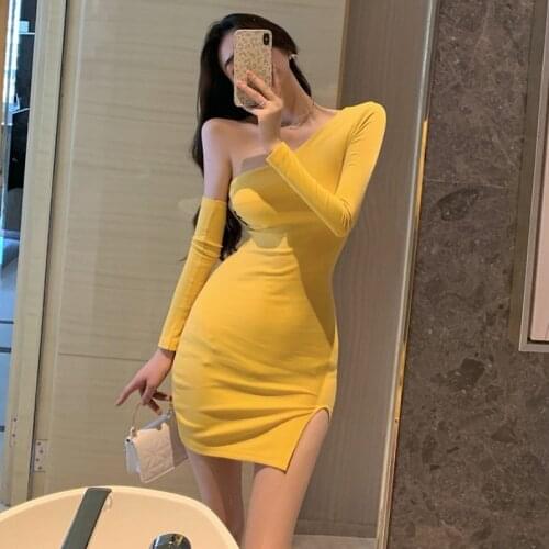 Backless Asymmetric Off Shoulder Sexy Club Summer Long Sleeve Party Dress Fashion Brand Black Bodycon Mini-dresses Women