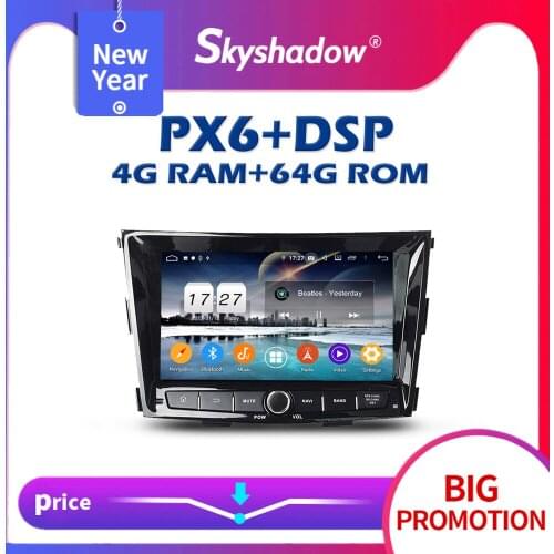 720P DSP Android 10.0 4GB + 64GB PX6 Car DVD Player Wifi IPS Bluetooth 5.0 RDS RADIO GPS Google For SsangYong Tivolan 2014-2016