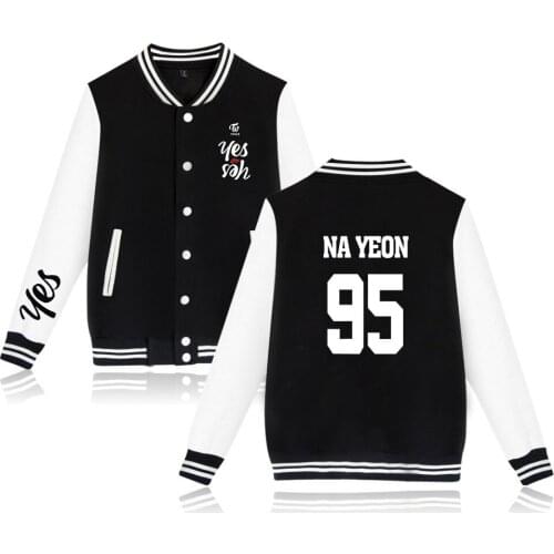 TWICE YES OR YES Baseball Jackets Women Autumn Winter Jacket Women Long sleeve Sweatshirt 4XL high quality Hoodies Kpop Clothes