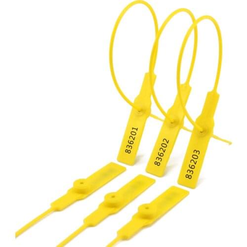 Security Plastic Seals Metal Insert Cable Ties Pull Tight Disposable Number Tag Package Tamper Proof Locks 100pcs/lot