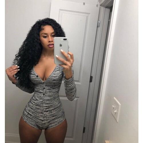 BKLD Summer Clothes For Women 2020 Fashion Sexy Long Sleeve Romper Woman One Piece Jumpsuit Bodycon Clubwear Grey Rompers Women