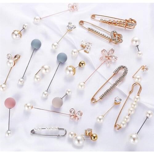 New Arrival Vintage Gold Brooch For Women Double Big Head Pearl Large Brooches Pins Wedding Jewelry Accessories