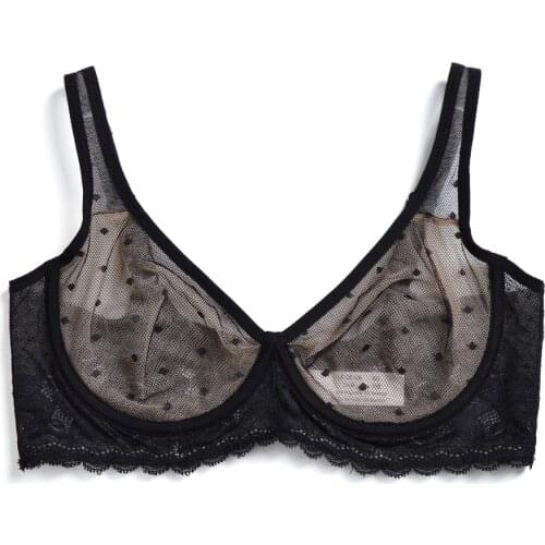 New Transparent Women Sexy Mesh Bra Full Cup Underwire Lace Bralette 70 75 80 85 90 95 100 A B C D DD E DDD F