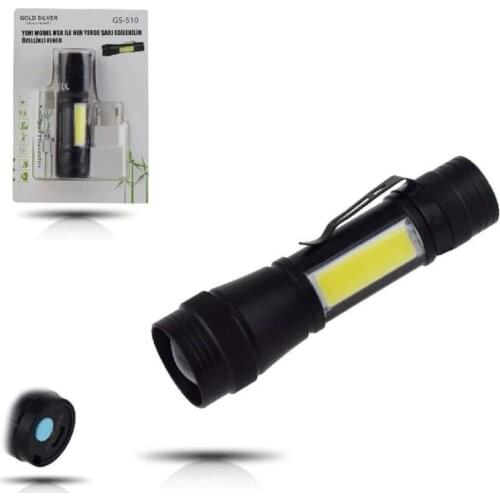 Gold Silver GS-510 USB Rechargeable T6 with Led Flashlight