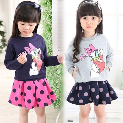 2020 Spring children girls clothing set mouse clothes tops Donald Duck Sweatshirts+skirt Dot baby kids 2 pcs suit bunny