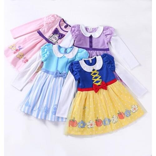 Mermaid Baby Girl Party Dress Snow White Princess Halloween Costume Cosplay Kids For Girls Clothing Rainbow Dress 6Y