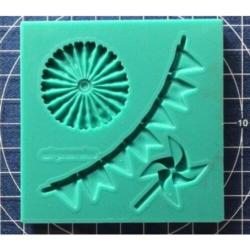 Cake Tool 1 pc windmill round banner Silicone Mold Mould Wedding Cake Border Fondant Cake Decorating Clay Molds