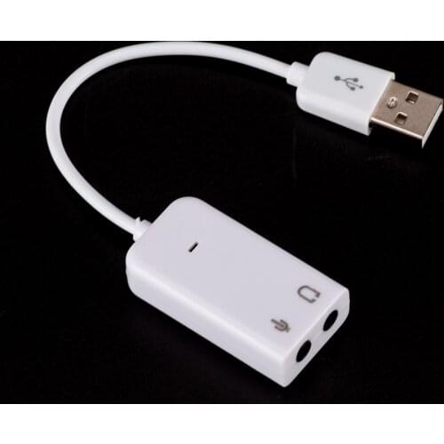 3D White USB 2.0 Virtual 7.1 Channel External USB Audio Sound Card Adapter Sound Cards For Laptop PC With Cable