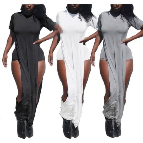 Summer Clothing Womens Solid Color Slim Suit Sexy Split Fork X-long Tops Two Piece Sexy Fashion Trend Wholesale Dropshipping
