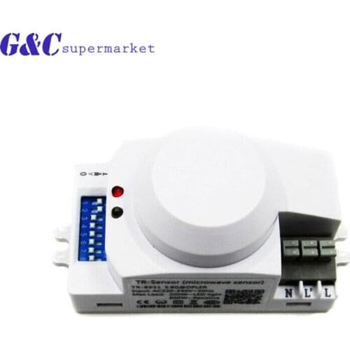 Good Quality AC 220V-240V 5.8GHz DC 12V-24V Microwave Radar Sensor Body Motion HF Detector Light Switch Indoor