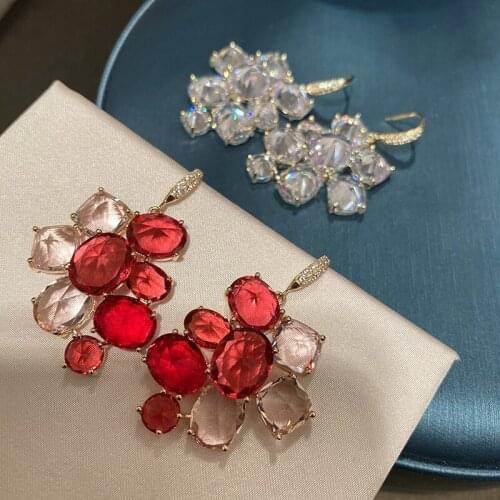 Fashion red zircon earring with fish hook jewelry for women
