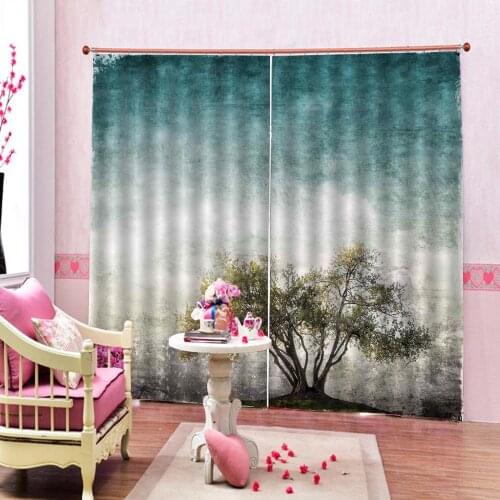 Nature Scenery Decor in Dark Haunted Foggy Mist Mysterious Forest Curtain Printing For Living room Bedroom Blackout Drapes Sets