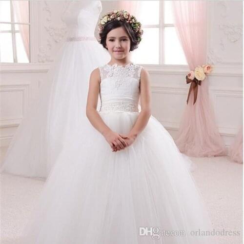 2021 vintage Latest Flower Girl Dresses Ball Gown Keyhole Bow Party Pageant Communion Dress for Wedding Little Girls Kids/Childr