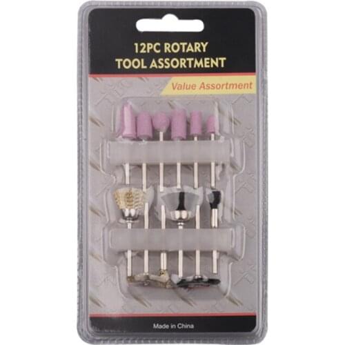 12PCS/Set Polishing Buffing Wheels Grinding Bits for Rotary Tools- 6 x Mounted Stones, 3x Brass Wire Brushes, 3x Nylon Brushes