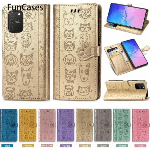Lovely Cat And Dog PU Leather Flip Wallet Case For etui Samsung A91 Metallic Protective Etui Samsung etui S10 Lite Cases Phone