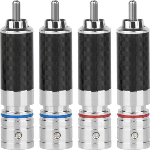 RCA Connectors Carbon Fiber Rhodium Plating Copper 8.5mm Hole Male RCA Adapter Acoustic Terminal Amplifier Speaker Lotus Plug