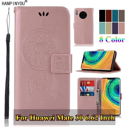 For Huawei Mate 30 Mate30 6.62" 3D Pattern Owl Luxury Flip PU Leather Case Card Insert Slots Wallet Stand Holder Cover Shell