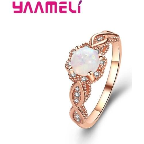 Rose Gold Infinity Love Enternity Jewellery Luxury 925 Sterling Silver AAA Zircon Opal Stone Wedding Band Rings Hot Selling