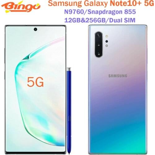 Samsung Galaxy Note10+ Note10 Plus 5G N9760 256GB Dual SIM ROM 12GB RAM Octa Core 6.8" Snapdragon 855 Original Cell Phone NFC
