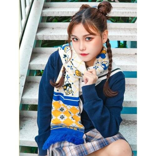 JoJos Bizarre Adventure Anime Kujo Jotaro Kakyoin Noriaki Pattern Muffler Unisex Japanese Fashion Cute Plaid Scarf Student