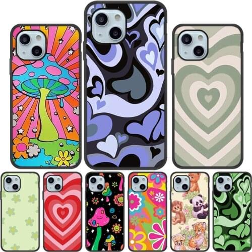 Silicone Case For Iphone 13 Funda Soft TPU Heart Circle Capa For Iphone 13 Pro Max Mini Shell Iphone13 Iphone 13Promax 6.7" 6.1"