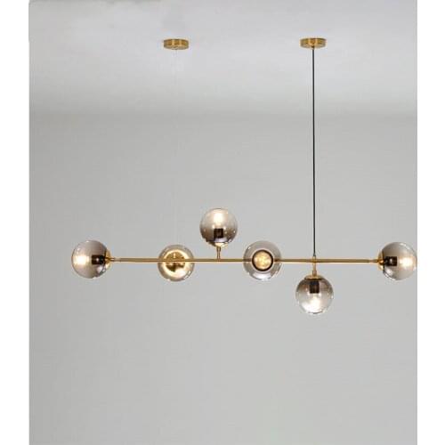Modern Art Strip Pendant Lamp Brass Glass Ball Lighting For Living Room Dining Restaurant Hanging Lamp Loft Luminaire