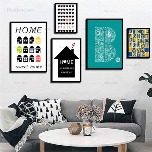 Modern Art Frameless Canvas Painting Number Letters Composite Figures Wall Posters Geometric Pictures Cozy Lovely Home Decor