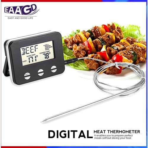 Food Cooking Thermometer LCD Digital Probe Meat Thermometer BBQ Temperature Gauge Kitchen Cooking Tools 8 Different Meat Types