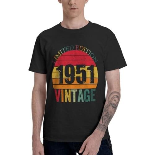 Vintage Awesome Since 1951 T-shirt Men Streetwear T Shirt Short Sleeve 70th 70 Years Old Birthday Gift Tshirt 100% Cotton Tee