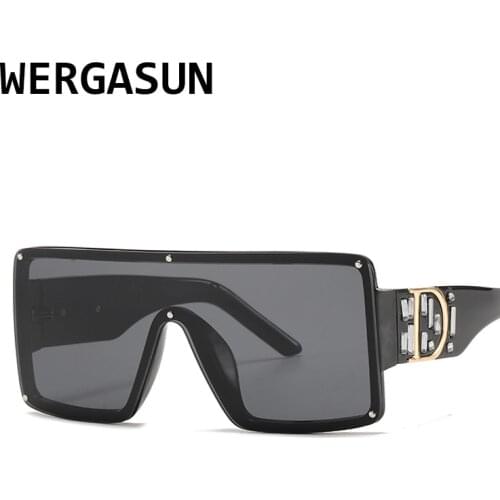 WERGASUN 2020 Newest Design Big Frame Oversized Sunglasses Women Luxury Brand Large Flat Top Sun Glasses Trendy Square Gradient