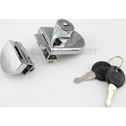 DHL 12Sets Display Cabinet Locks Double Glass Door Lock Showcase Locks Glass Cabinet Door Locks For 5-8MM Glass