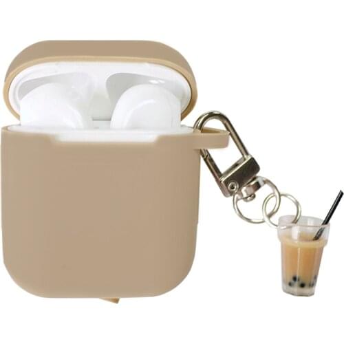 Protective Case Cover For AirPods Wireless Bluetooth Headset Personality Innovative Silicone Case Milk Tea Pendant