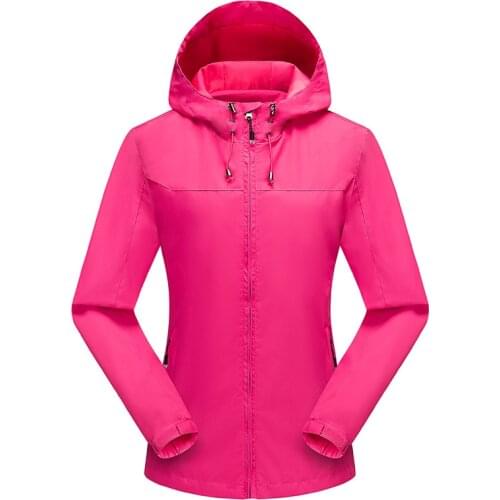 2021 Womens Jacket Solid Waterproof Windproof Casual Fashion Windbreaker Coat Hiking Outdoor Camping Raincoat Plus Size