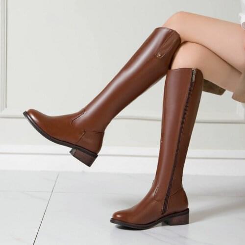 2021 Women Boots Falt With Knee High Boots Autumn Winter Fashion Long Boots Low Heel Zipper Shoes Black Yellow
