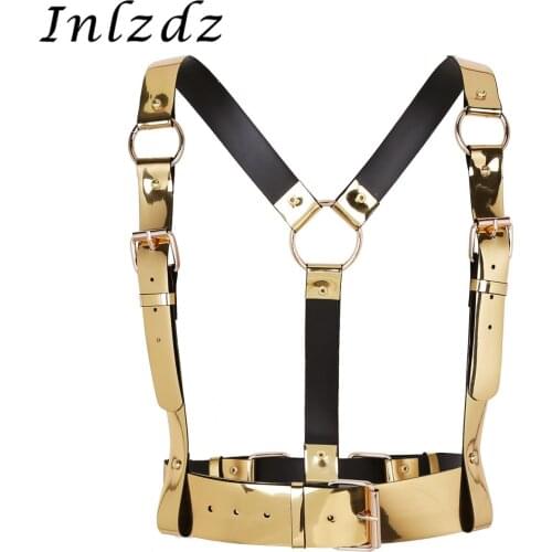 Harness for Mens Womens Hot Punk Waist Braces Leather Y Shape Body Waist Belts with Metal O-rings Cosplay Bar Costume Clubwear