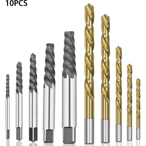 10 Pcs/set Screw Extractor Hand Drill Set Broken Bolt Extractor Spiral Grooved Driver Bolt Extractor With A Housing
