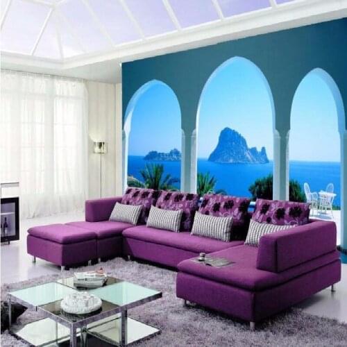 Beibehang papel de parede custom photo wall mural wallpaper-3d HD Mediterranean archway blue ocean sea large wall mural paper