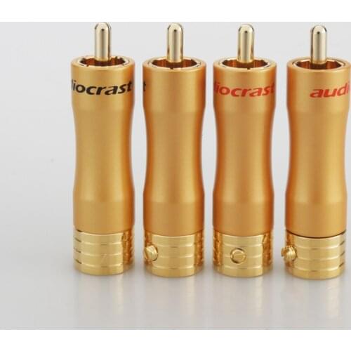 4xAudiocrast R015 24K Gold Plated RCA Plug Adapter Audio Phono Gold Plated Solder Connector RCA Repair Ends HIFI 8MM Cable Plug
