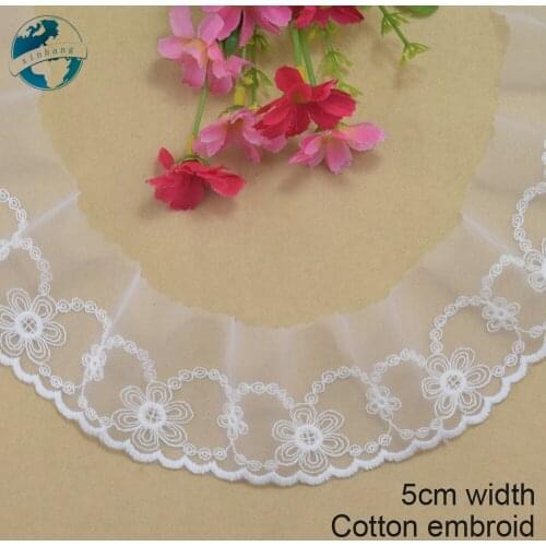 5cm width white lace cotton embroidery lace french lace ribbon fabric guipure diy trims warp knitting sewing Accessories#4128