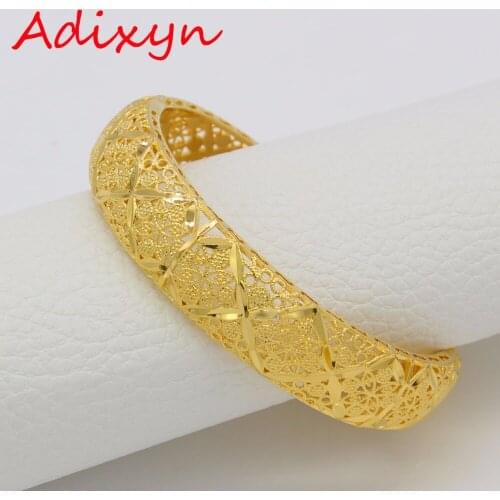 Adixyn 5.8cm/2.28inch(Openable) Dubai Bangle for Women Gold Color Jewelry Ethiopian African Bracelet Arab Gifts N1801