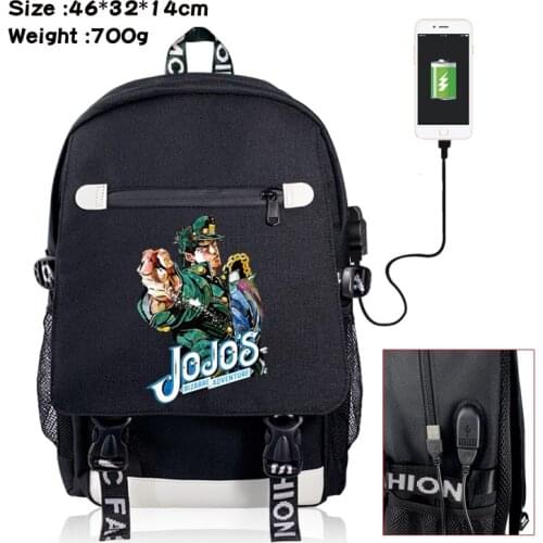 Anime Jojo Bizarre Adventure Killer Queen Backpack USB Charging Rucksack For Teenager School Bags Laptop Shoulders Bag Bookbag