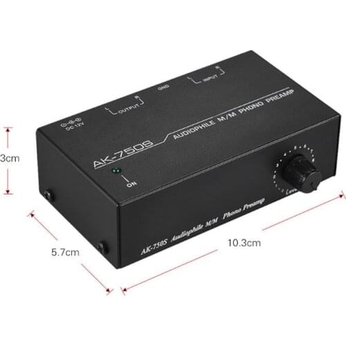 Ak-750S Audiophile M/M Phono Preamp Amp with Level Control Preamplifier Amplifier RCA Input Output Interface US/EU Plug