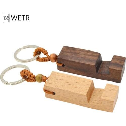 Wood Phone Holder Stand Pendant Keychain Car Keyring Fashion Accessories Bag Pendant Fashion Creative Gifts