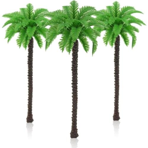 50pcs 11/16cm height model green palm trees miniature architecture seashore color plants for diorama tiny beach scenery making