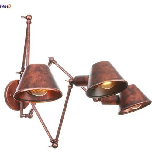 IWHD 3 Heads Rustic Vintage Wall Lamp LED bedroom Stair Beside Loft Decor Industrial Retro Wall Light Fixtures Applique Murale