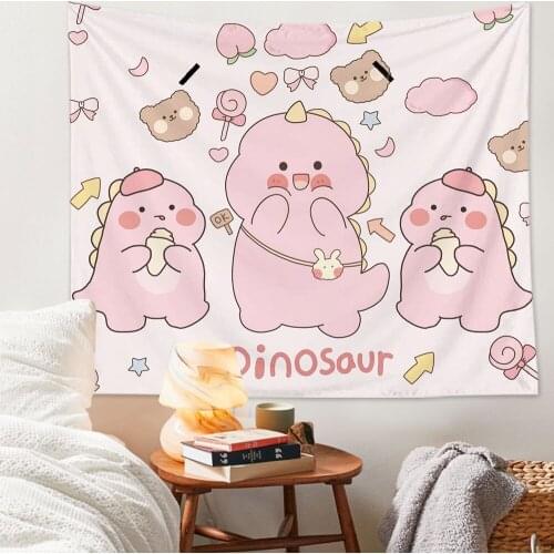 Kawaii Animal Tapestry Wall Hanging for Home Decor Cute Girl Printed Tapestry Decorative Dorm Background Tapiz 73*95