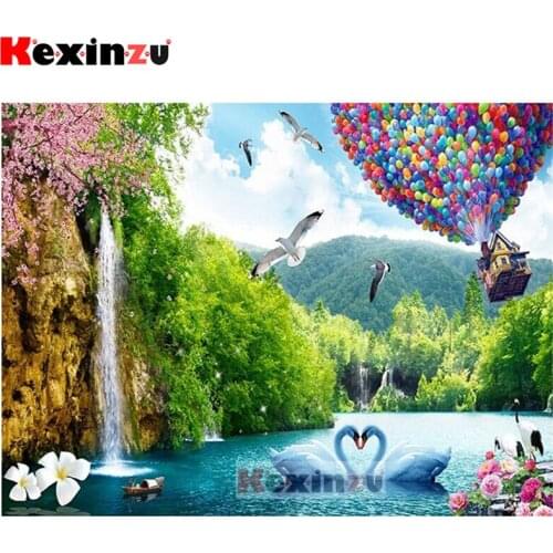 KEXINZU 5D DIY Full Square Drill Diamond Painting Swan balloon 3d Mosaic Diamand Embroidery Wedding Room Decoration K22156
